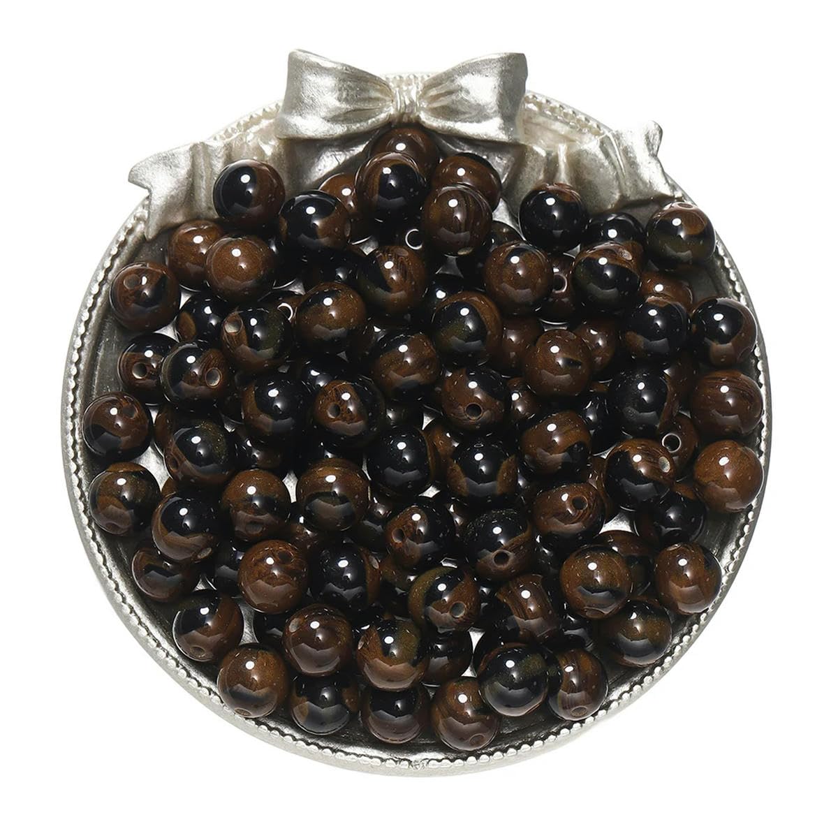 HUIOYG 20-50pcs Glitter Round Resin Bead Beads for DIY Necklace Bracelet Jewelry