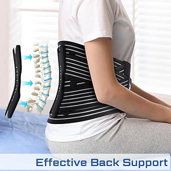 NEENCA Back Brace for Lower Back Pain Relief - Ergonomic Lumbar Support with Removable Steel Stays, Breathable Back Support Brace for Posture Correction, Sciatica, Herniated Disc, Scoliosis, Office Work, Lifting, Exercise (Black, X-Large)
