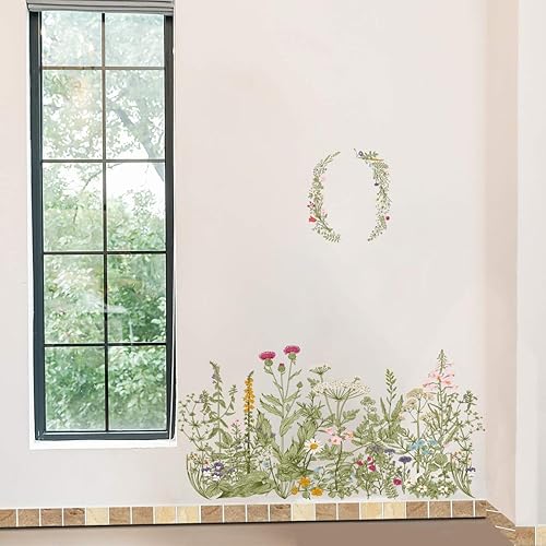 Miniatura 4 de Calcomanías de pared de racimos de flores, calcomanías de pared extraíbles para bricolaje, murales artísticos para habitación de niños, guardería,