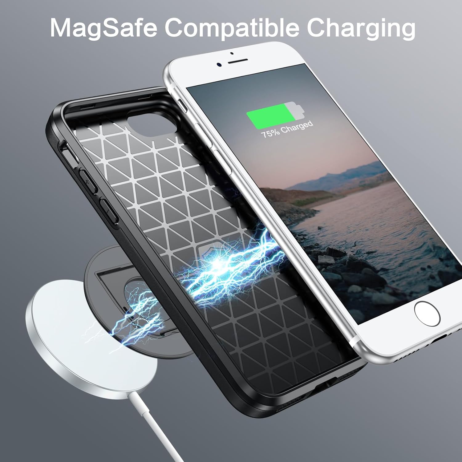 BENTOBEN for Magnetic iPhone SE Case 2022/2020, iPhone 7/8 Case [Compatible with Magsafe] Kickstand Ring Holder Translucent Design Shockproof Protective Bumper Girls Women Boys Men Magnet Cover, Black - Image 2