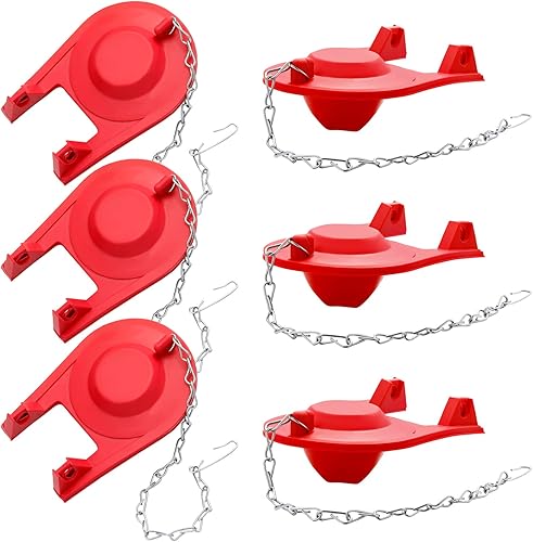 Peryiter Kit de repuesto para aleta de inodoro universal con cadena de acero inoxidable para válvulas de descarga de 2 pulgadas, ahorro de agua (6