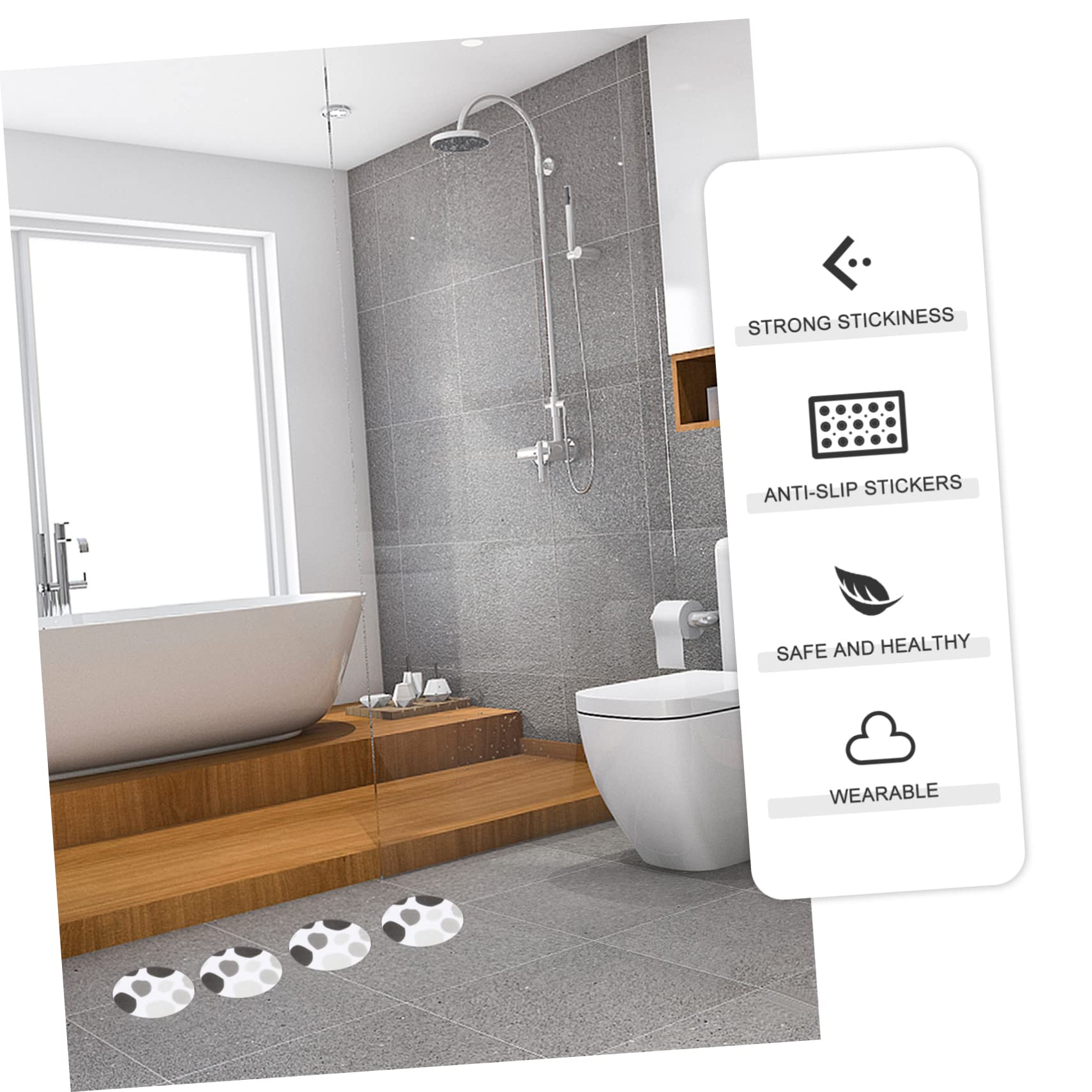 FONDOTIN 10Pcs Slip Bathtub Stickers Self Adhesive Non Skid Tape Strips with Scraper Tool for Showers Stairs Pools Enhanced Traction for Seniors