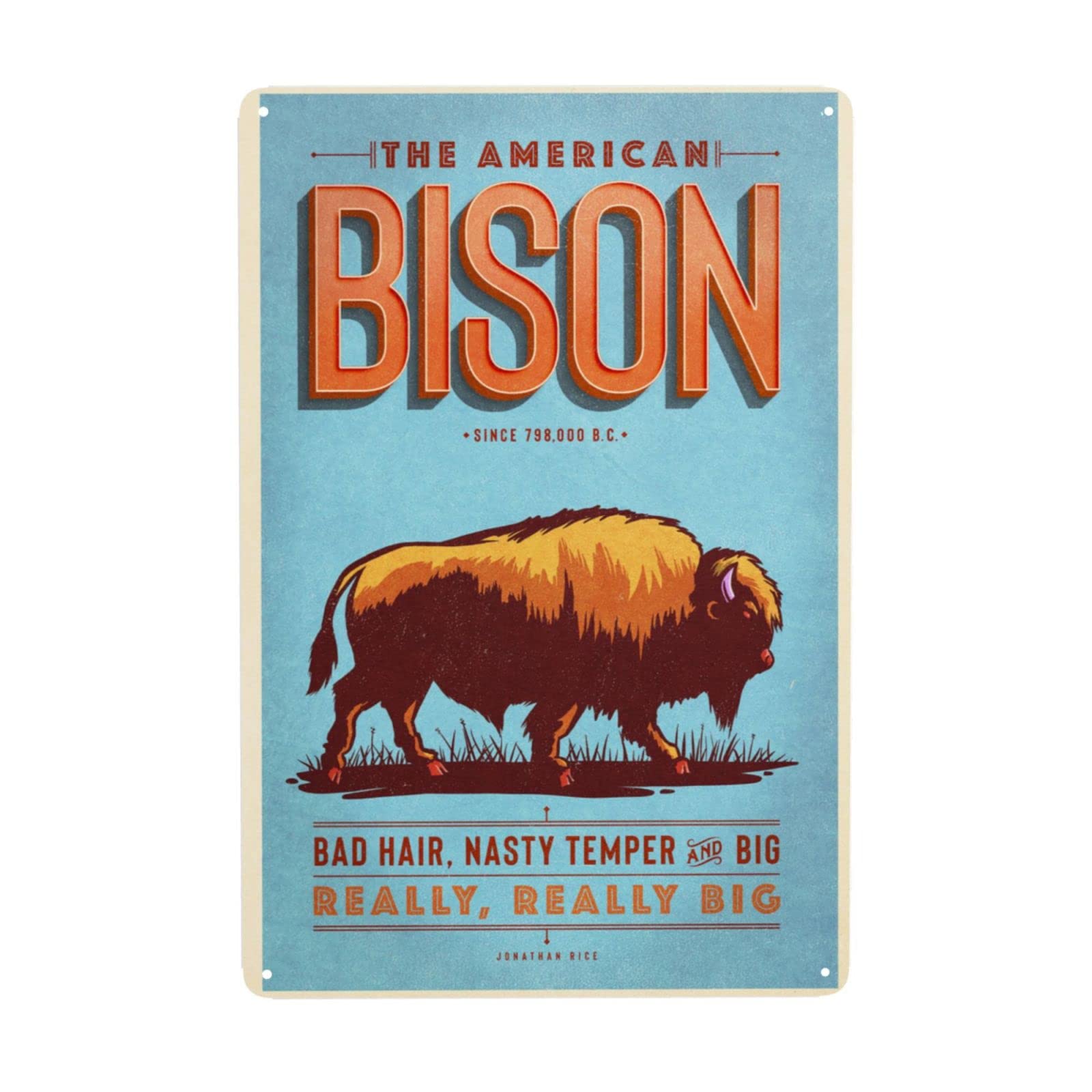 Homeoanimal Retro Style Humorous Bison Tin Sign Vintage Plaque Metal Poster Wall Decor For Home Kitchen Garage Bar Pub Art Decor Wall Poster Gift 8X12 Inches