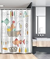 Vista 40 de Ambesonne Cortina para regadera náutica con palmeras