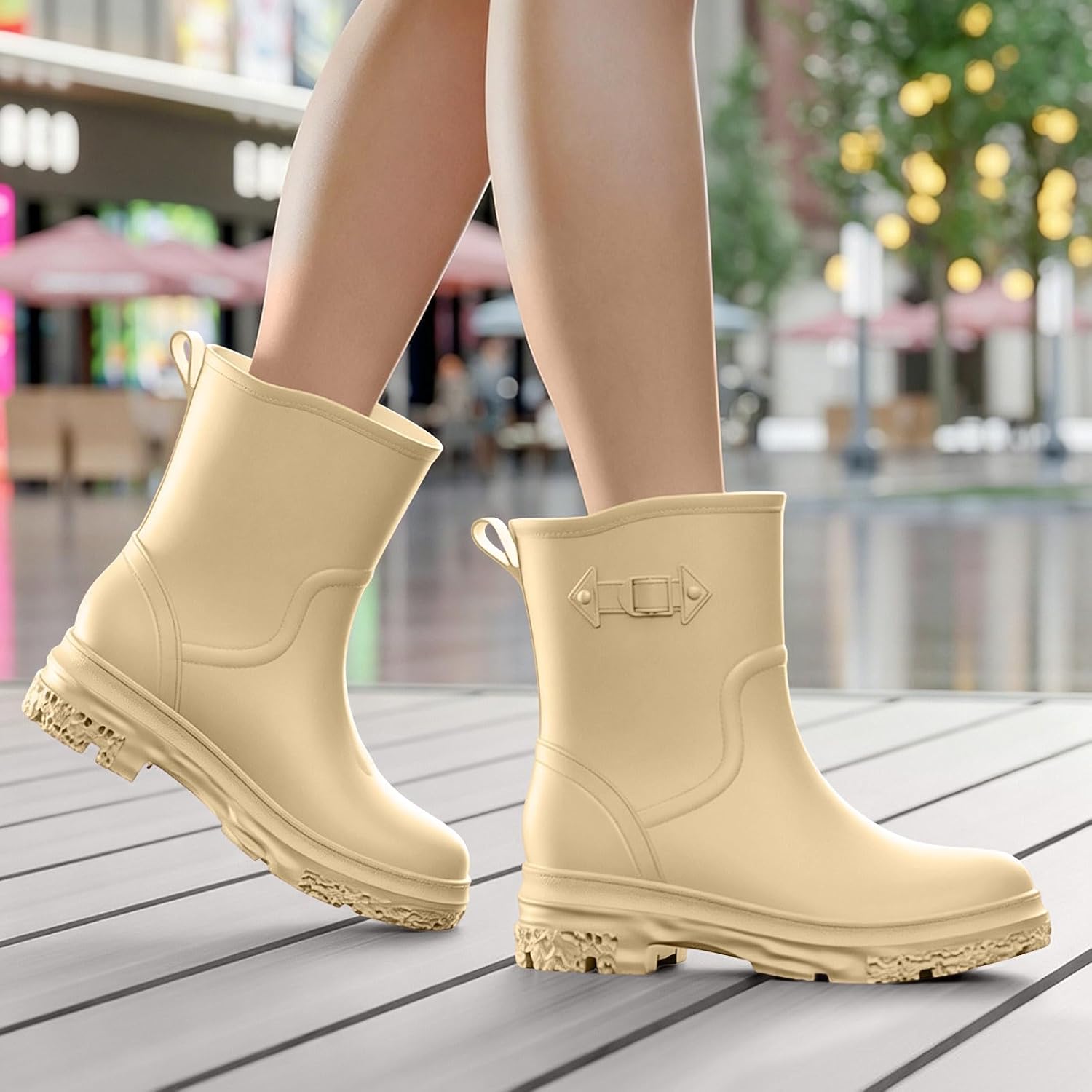 Womens Waterproof Rain Boots Breathable Low Cut Non Slip Comfortable PVC Rain Shoes