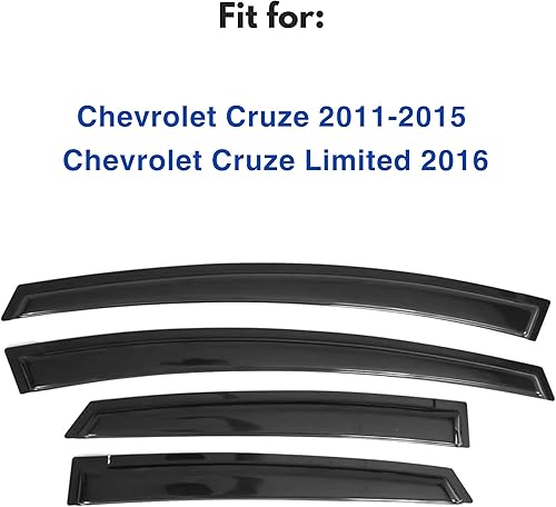 Miniatura 2 de IMMORTAL GROUP Visera de ventana compatible con ChevroletChevy Cruze Sedan 2011-2015, protector de lluvia, extraduradero, deflector de ventana de