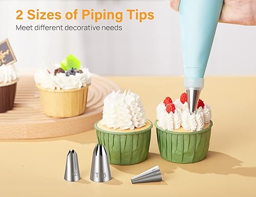 Miniatura 6 de Kootek Juego de bolsas y puntas 54 en 1 con 13 puntas de tuberías de gran tamaño, 35 puntas de glaseado de tamaño estándar, 2 bolsas de pastelería