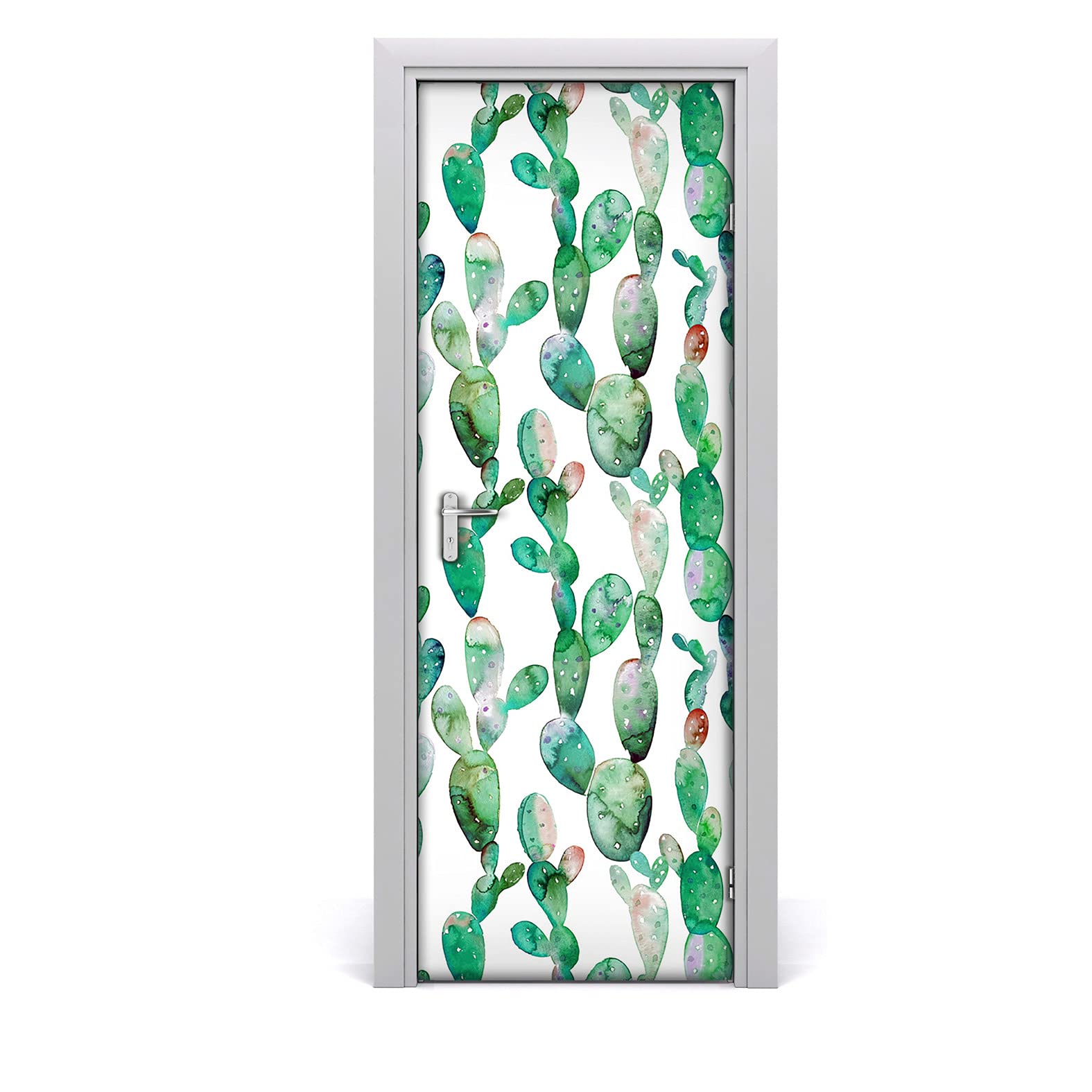 Vinilo para puerta impermeable y extraíble con diseño de cactus floral