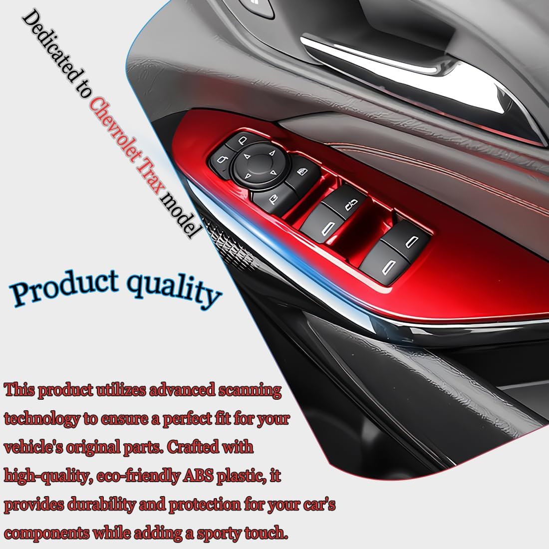 Armrest Window Switch Panel Cover, for Chevrolet Trax 2024 2025 2026 Door Window Control Panel Cover Car Sport Interior Accessories -Wine Red