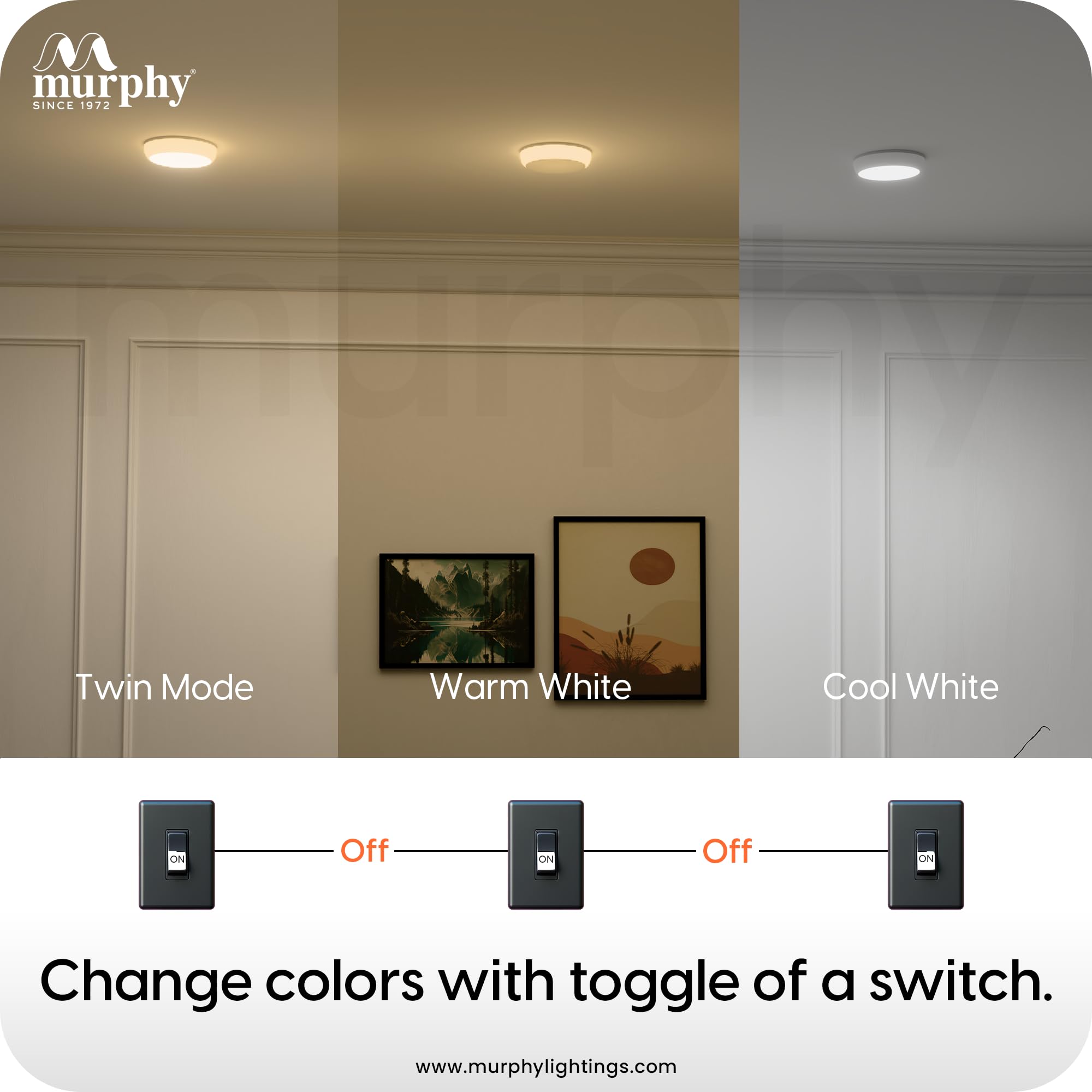 Murphy 2-in-1 7W+7W Double Color Round LED Junction Box Ceiling Light | Cool White + Warm White | High Brightness Energy Saving Indoor Light | 2-Year Warranty | Pack of 20 4