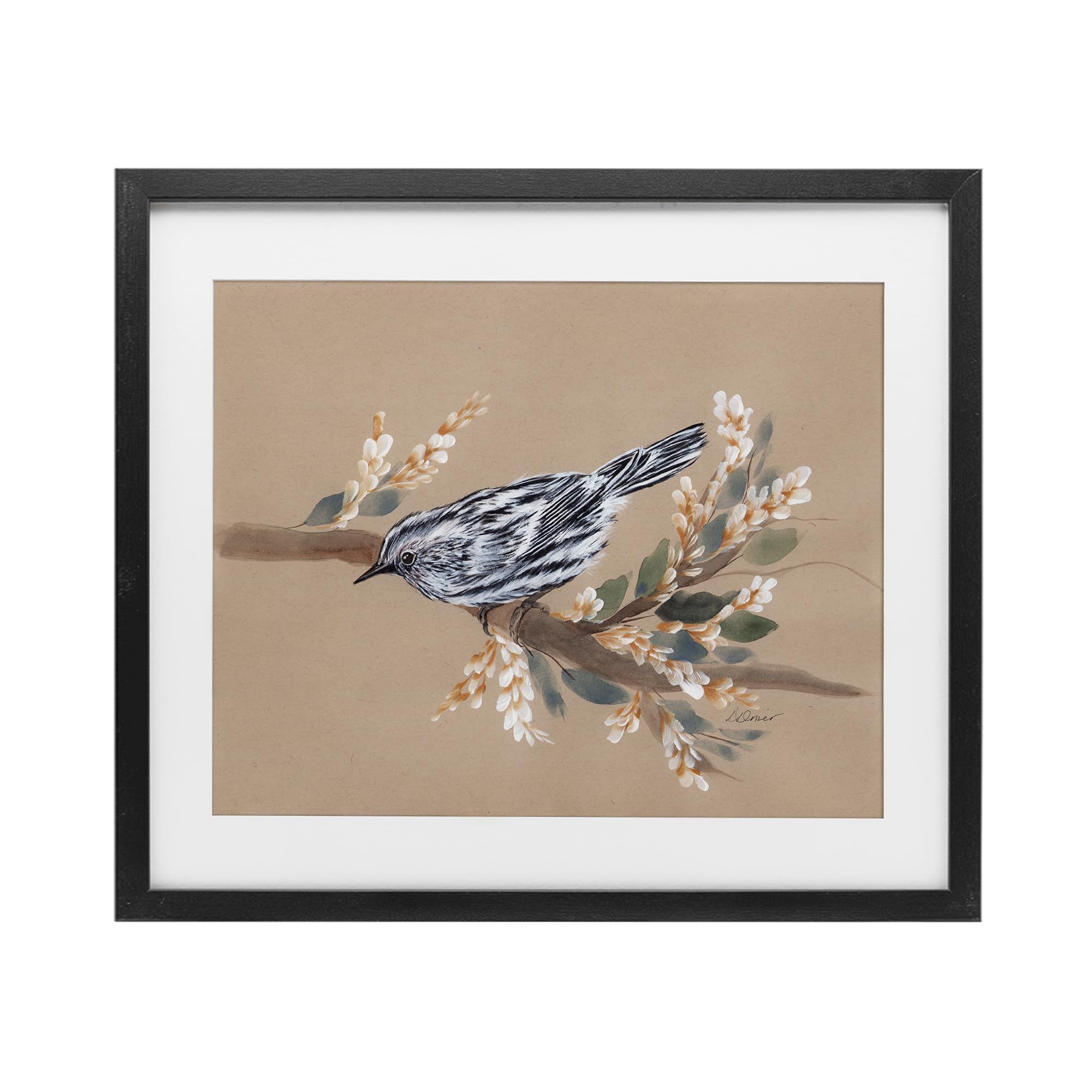 Stupell Industries Bird on Delicate Branch Black Framed Print Under Glass, design by Cady Driver, 13 x 16