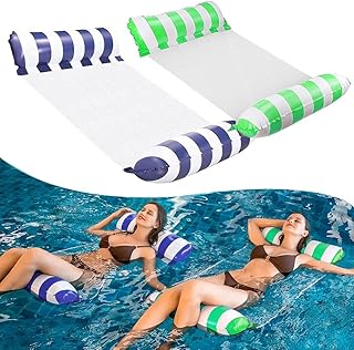 Inflatable Pool Floats Water Hammock, 2 Pack Adults Pool Floats with Strong Mesh Multi-Purpose Thickened Swimming Water Floating Rafts, Saddle, Lounge Chair, Drifter for Pool, Lake, Beach, River