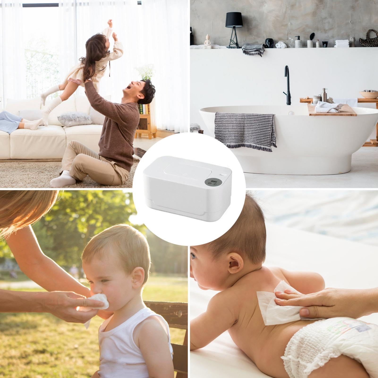 Luckxing Feuchttücherwärmer - Schnell erwärmender LED-USB-Wischtuchwärmer-Tücherspender,Baby Supplies Wischtuchhalter, kabellos, mit Temperaturanzeige, intelligente konstante Temperatur