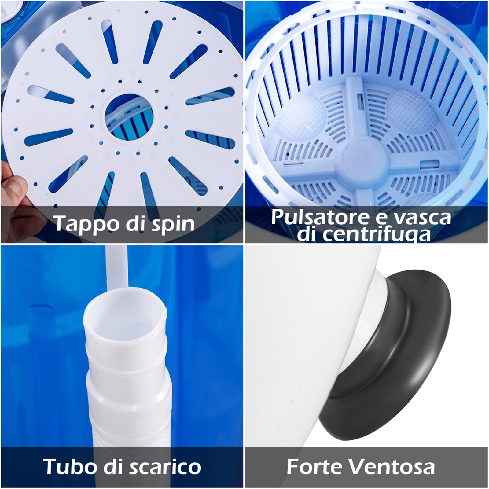 COSTWAY Mini Lavatrice con Centrifuga, Semi Automatico, Lavatrice Compatta Portatile con Funzione Timer, Ideale per Dormitorio e Campeggio, 2,5 kg, 170 W