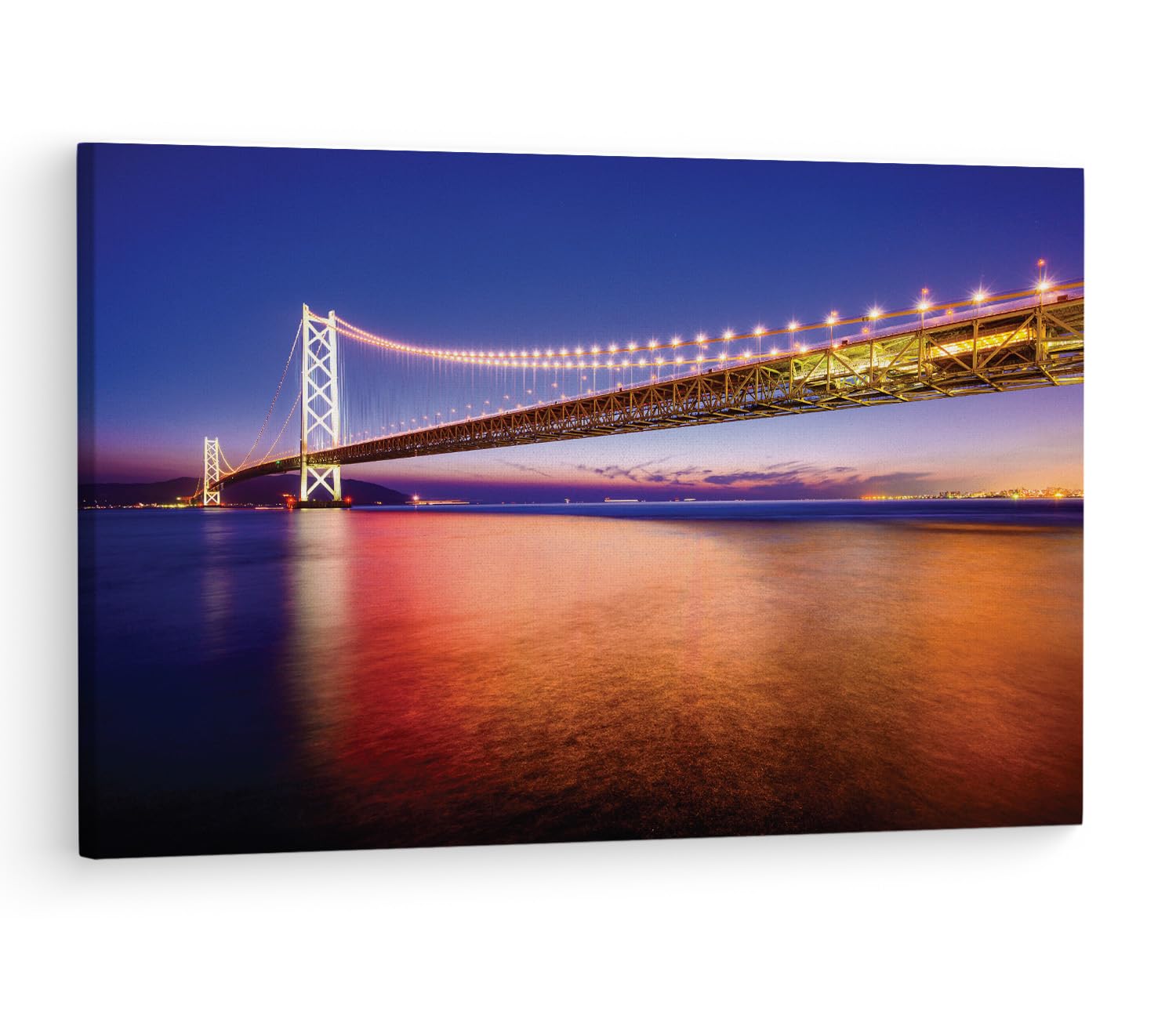TRUECANVAS Akashi-Kaikyo Bridge, Wooden Framed Canvas Paintings for Living Room | Bedroom | Office | Gallery | Ready Wall Mount Canvas Wall Art Painting | Size - 12 x 18in, CT0028
