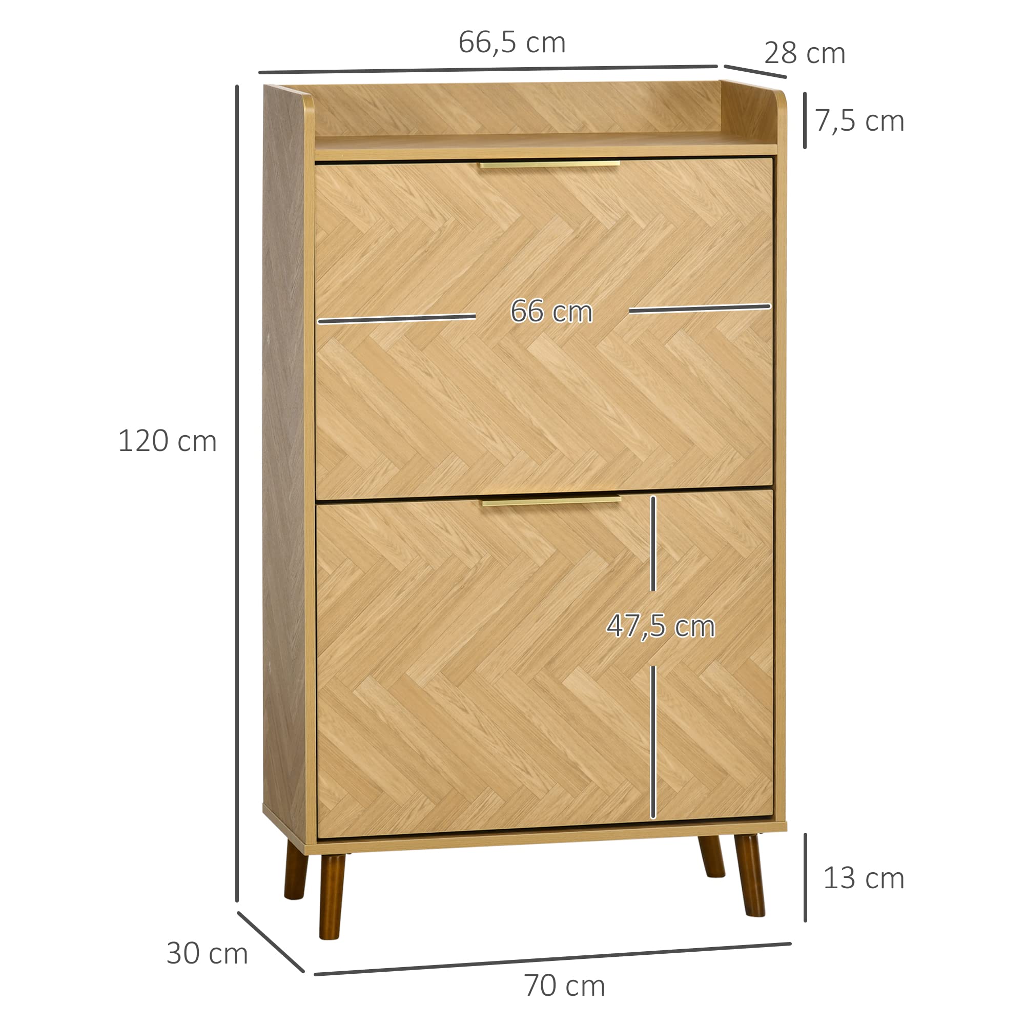 Meuble à Chaussures à 2 Abattants Pour Petit Entrée Salon Chambre 70 X 30 X 120 Cm 98686073