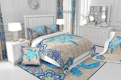 Miniatura 6 de jejeloiu Juego de 2 fundas de almohada de tortuga marina de 20 x 20 pulgadas, fundas decorativas para almohada decorativas de tortuga de reptil