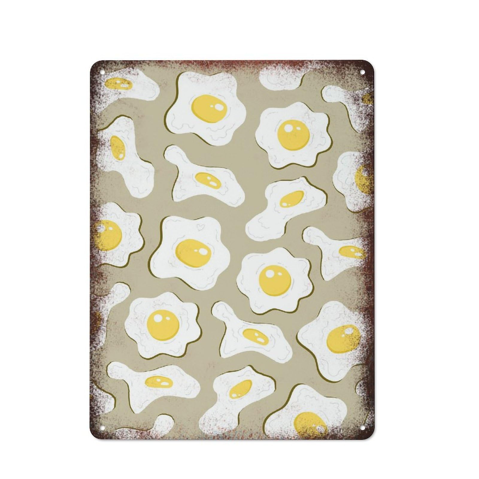 peiyeety Metal Tin Sign Fried Eggs Pattern Vintage Rustic Wall Art Kitchen Bathroom Bedroom Living Room Cafe Farmhouse Entryway Office Garage Home Bar Laundry Room Porch Patio 8x12 Inch