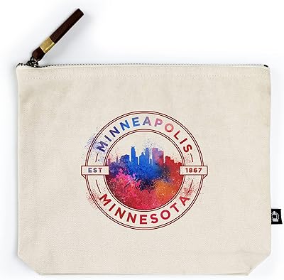 Lantern Press Minneapolis, Minnesota, Vibrant Watercolor, Badge Contour (100% Cotton Canvas Travel Accessory Go Bag)