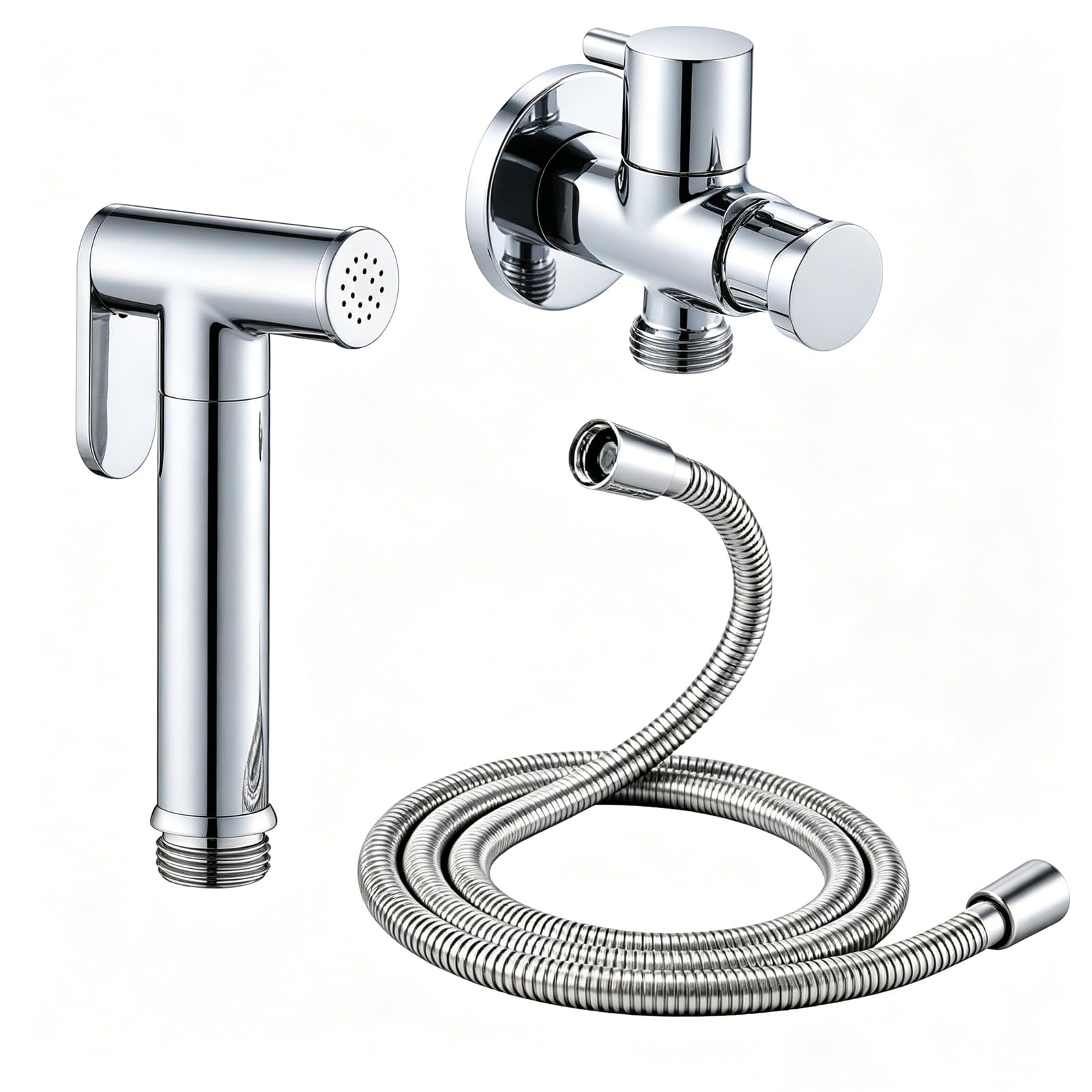Bidet Portatile Kit Doccetta Bidet a Parete Ottone Doccetta per Bidet wc Acqua Fredda Handheld Bidet Spruzzatore Cromo Kit di Spruzzatore per Bidet con Tubo Doccia 1,2m