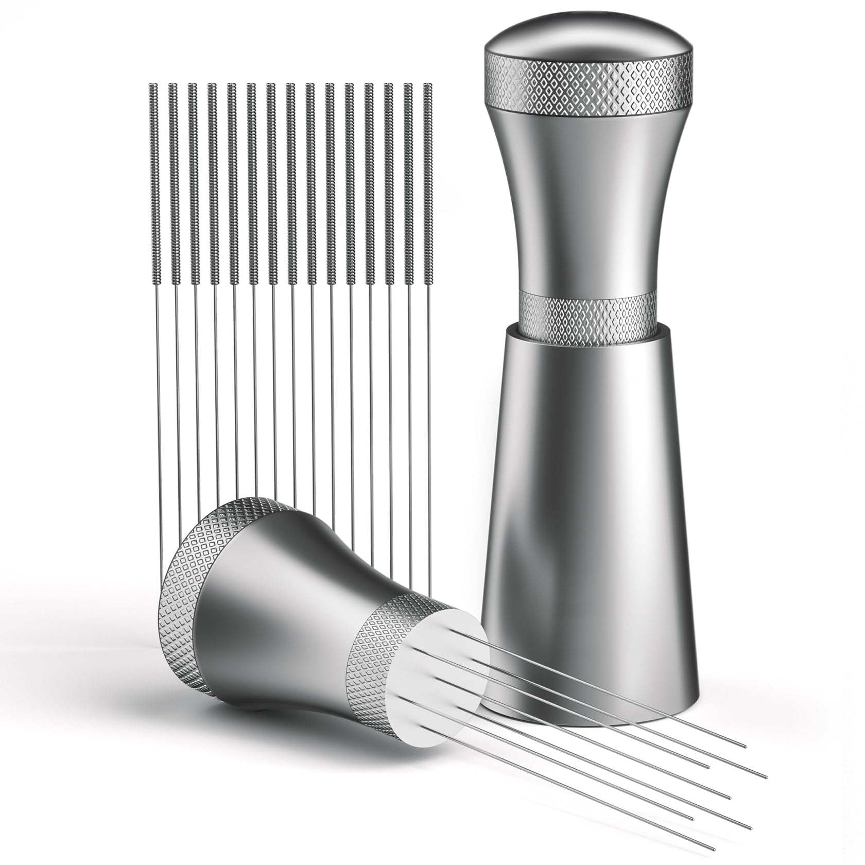Foonii Wdt Tool, Abnehmbar Kaffee Distributor mit Ständer mit 7 Espresso Nadel 0.3mm, Aluminium Wdt Tool Espresso Coffee Distributor, Geschenke für Baristas