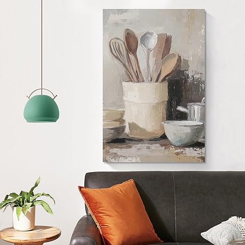 Miniatura 4 de Arte De Pared De Cocina De Campo, Impresiones En Lienzo Enmarcado, Utensilios De Cocina Y Alimentos, Pintura Rústica De Granja, Cocina, Comedor,
