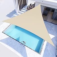 Vista 2 de Windscreen4less Toldo tipo vela triangular impermeable de 16 x 16 x 16 pies, bloqueo UV para pérgola, patio, terraza, balcón y exterior (beige)