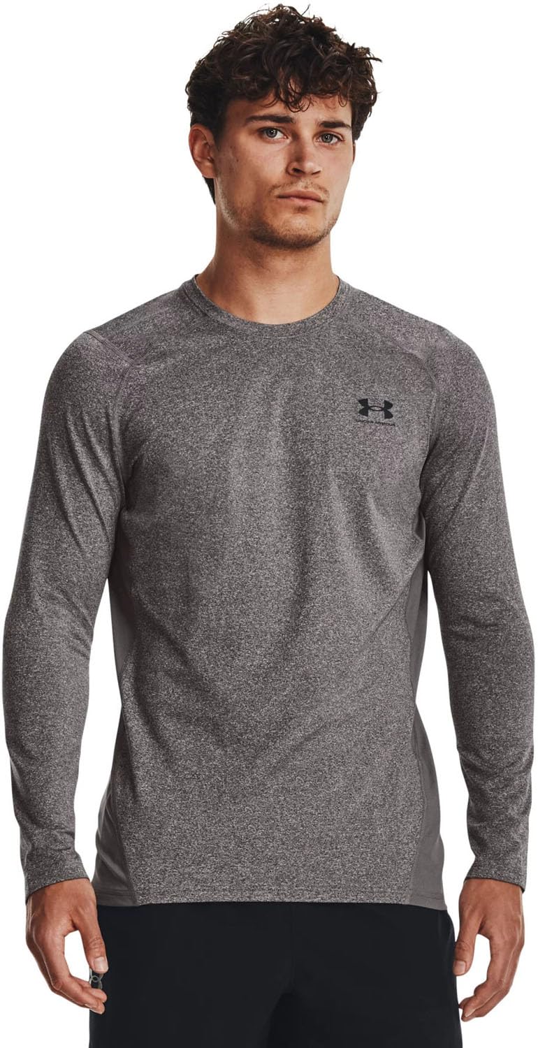 Under Armour - Mens ColdGear Armour Fitted Crew Long-Sleeve T-Shirt Color Charcoal Light Heather 021 Size Small
