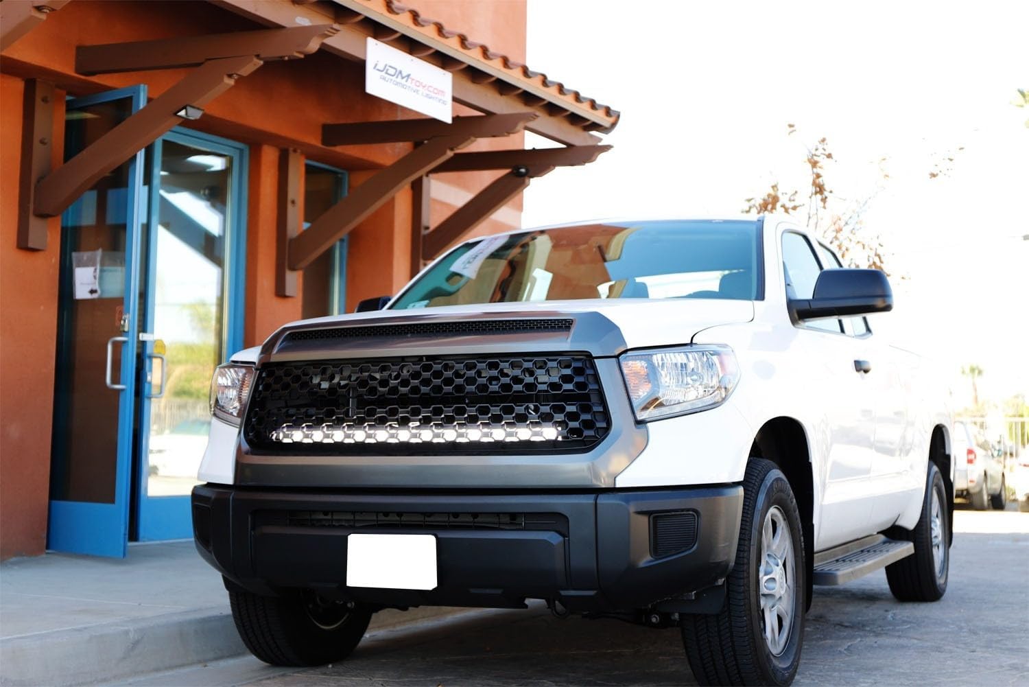 iJDMTOY Behind Grille Mount 42-Inch LED Light Bar Kit Compatible with 2014-21 Toyota Tundra, Includes (1) 240W High Power LED Lightbar, Mesh Grill Mounting Brackets & On/Off Switch Wiring Kit