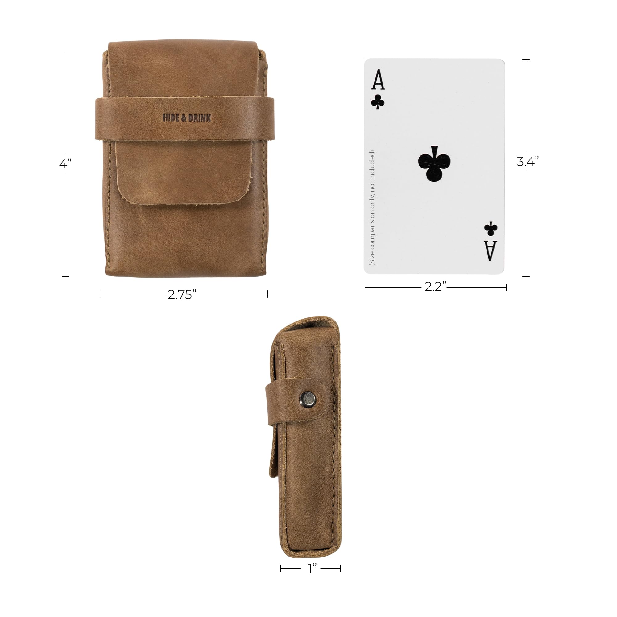 Hide & Drink, Custodia classica per carte da gioco (non incluse), custodia sicura, porta carte da gioco, accessorio da viaggio, in pelle pieno fiore, fatta a mano, mogano single malt