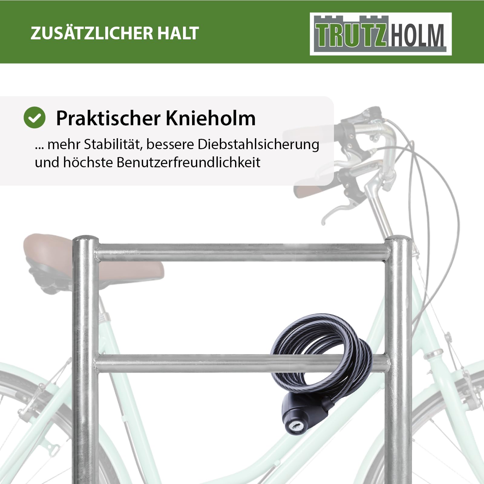 TRUTZHOLM 2x Fahrradanlehnbügel mit Knieholm 115x75 cm Stahl feuerverzinkt Ø 60 mm Anlehnbügel zum Einbetonieren Fahrradbügel Fahrradständer Parker Diebstahlsicherung Fahrrad Anlehner