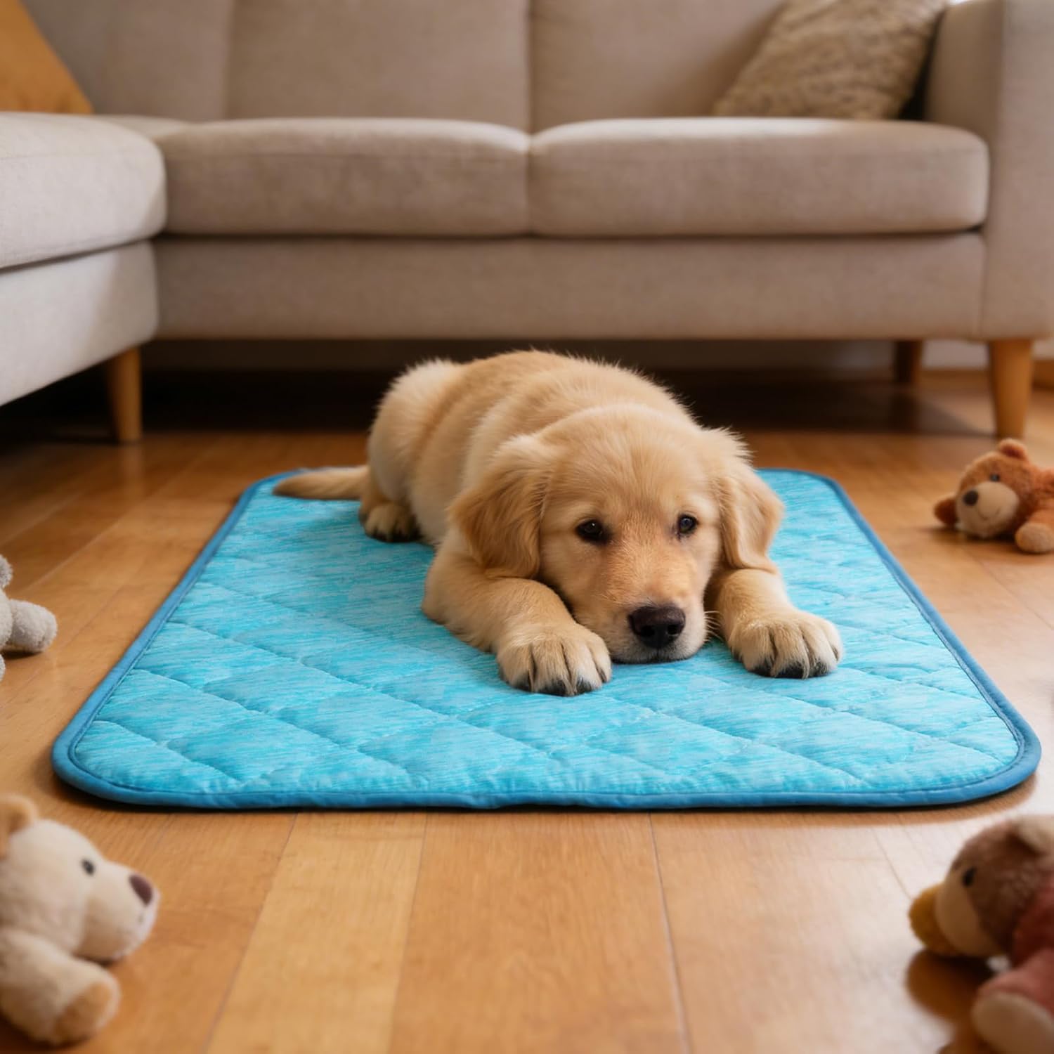 Dog Cooling Mat for Summer: Outdoor Dog Cooling Pad, Washable Cooling Mat for Dogs, Cooling Dog Bed for Kennel, Waterproof Pet Cooling Mat, Blue Pet Blanket Large Dogs
