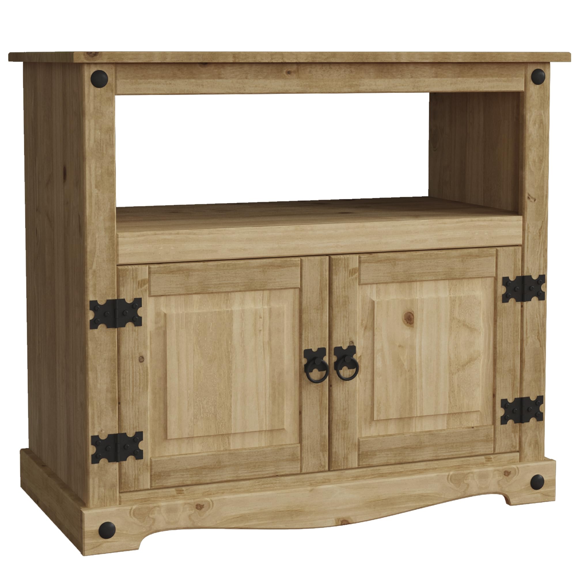 Vida Designs Corona - Mobile porta TV dritto, con ripiano e contenitore, in legno di pino massiccio