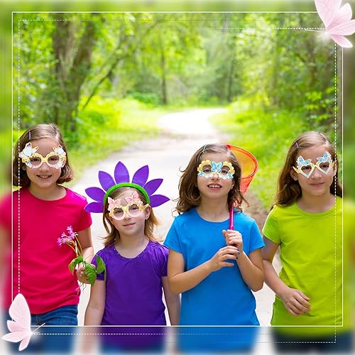 Miniatura 7 de 24 anteojos de papel de mariposa coloridos para fiestas, decoraciones de fiesta de mariposas, suministros de fiesta de cumpleaños para niñas y