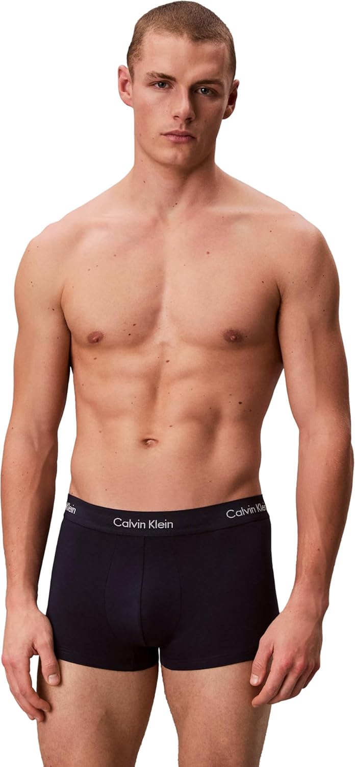 Calvin Klein Calvin Klein Calzoncillos bóxer Hombre Pack de 3 Low Rise Trunks Ropa Interior L Multicolor (Black/Blueshadow/Cobaltwater Dtm Wb) in use