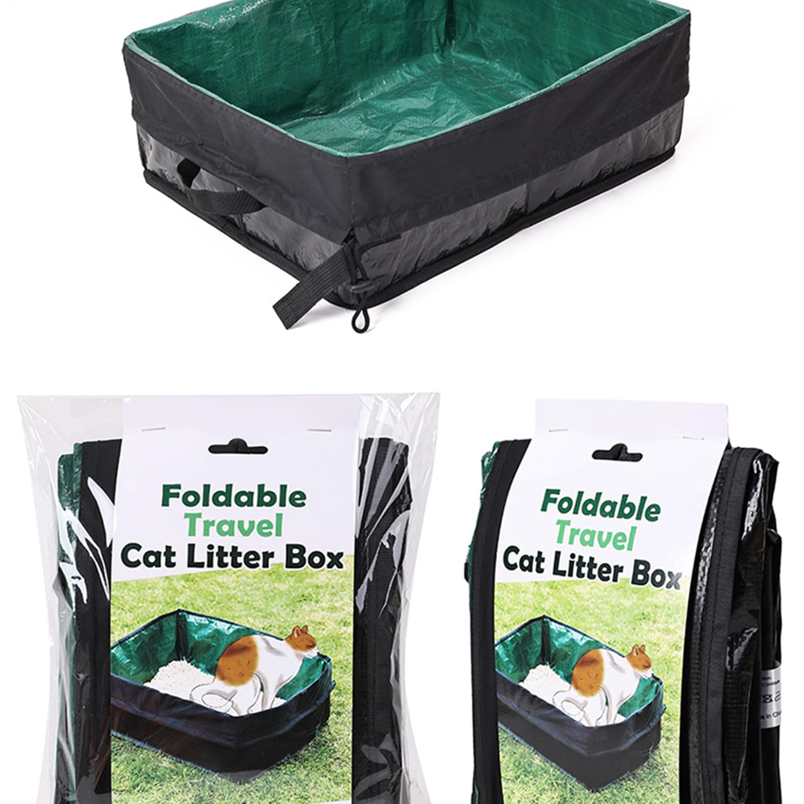Lettiera portatile per gatti, kit per lettiera da viaggio per gatti, lettiera da viaggio per gatti, pieghevole, vassoio con apertura superiore, per interni auto, viaggi, posizionamento angolare dei