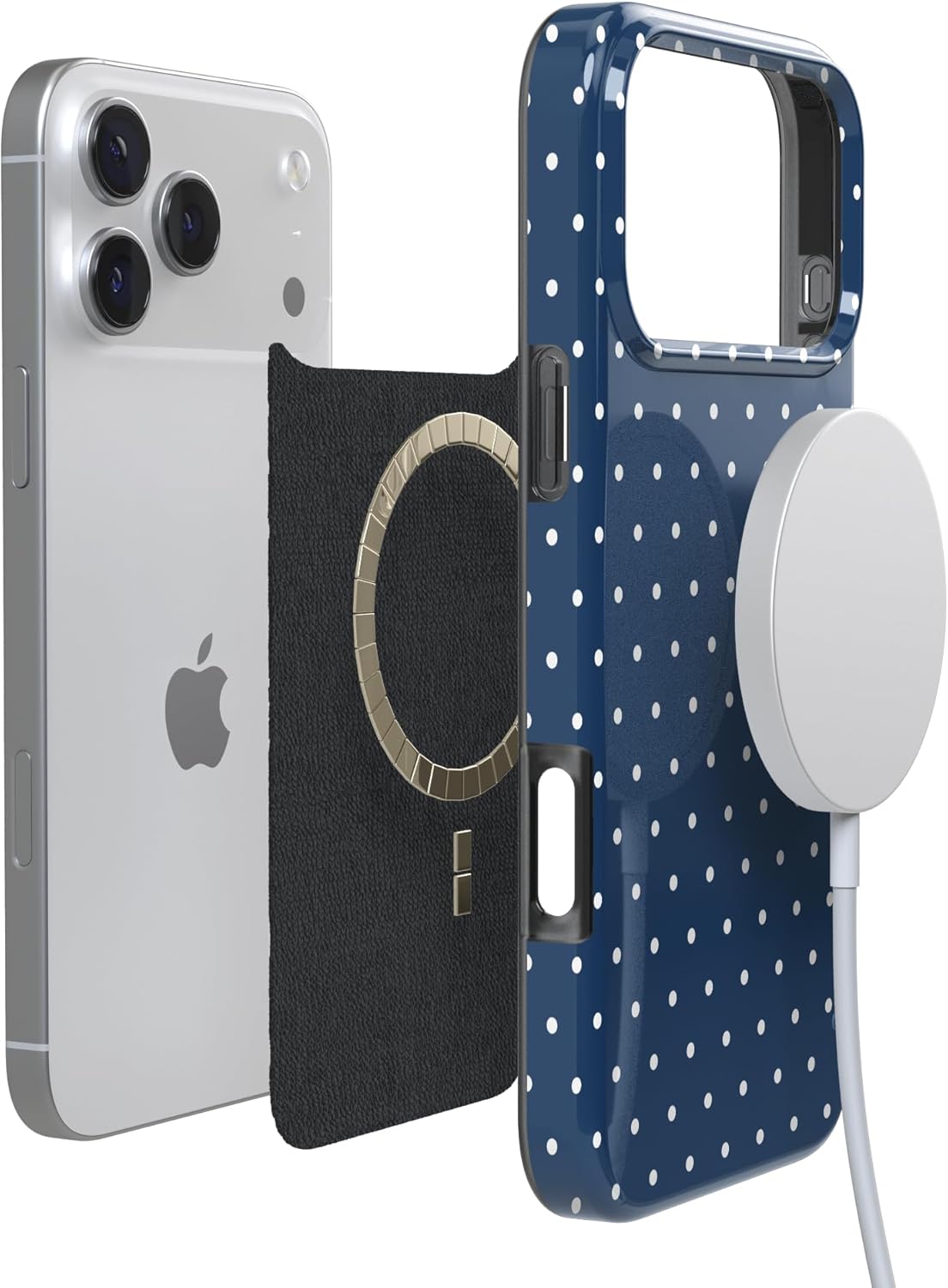 Casely iPhone 17 Pro Max Case | On the Dot | Navy Polka Dot | Compatible with MagSafe | Classic Ultra Slim Design