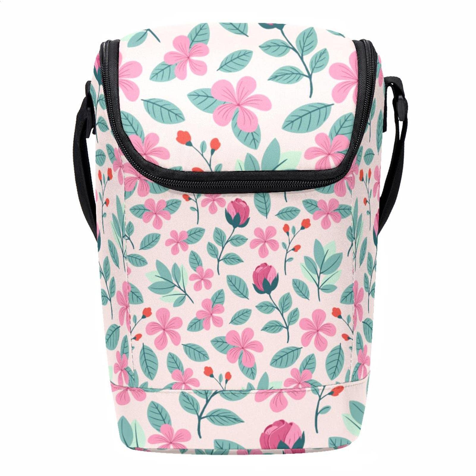 Lonchera colorida de patrón floral para transportar almuerzo de forma cómoda y ligera