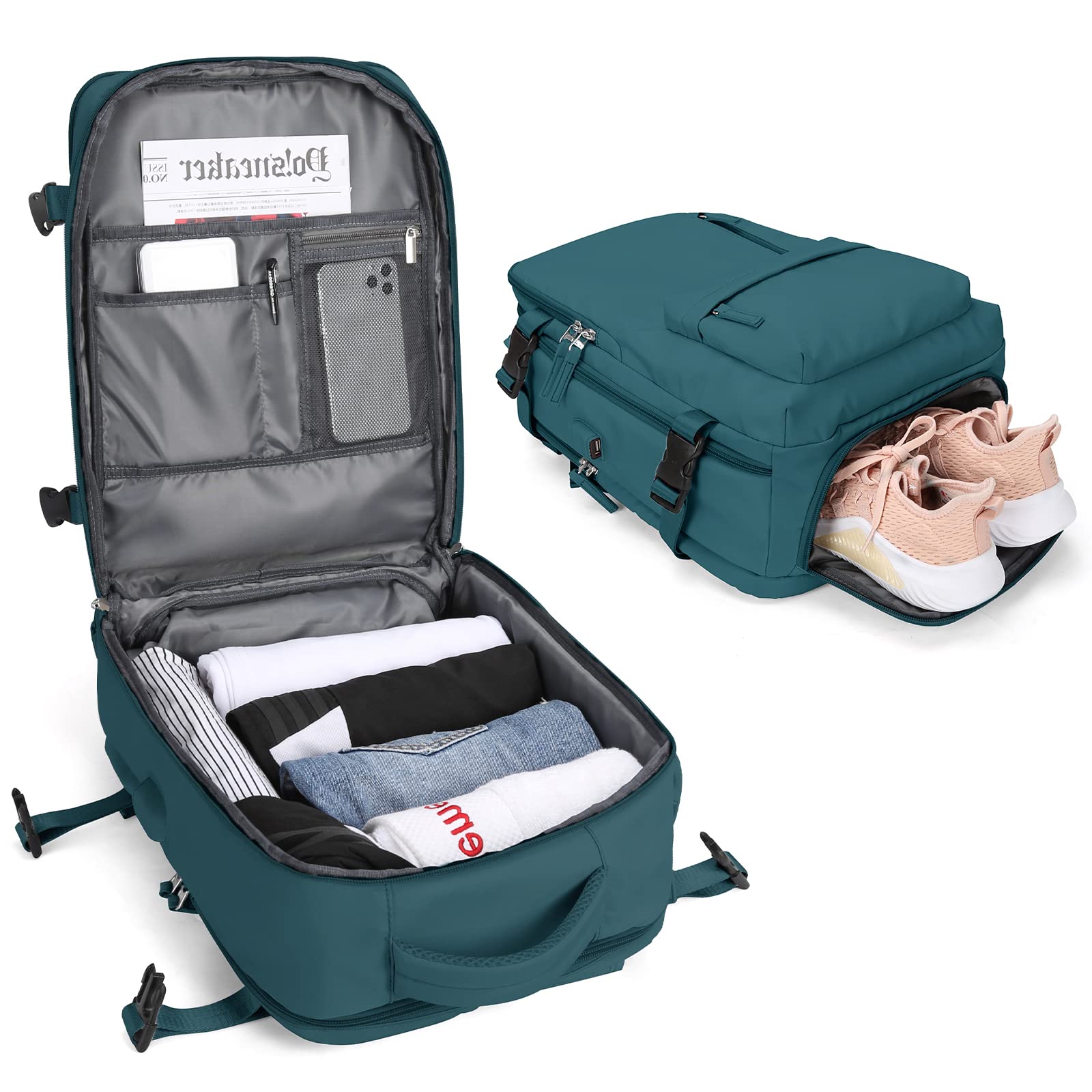 BJLFS Borse da Cabina per Ryanair 40×30×20 Zaino da Viaggio con Sottovuoto Bagaglio a Mano 40x20x25 Easyjet 45×36×20,Zaino Wizzair 40x30x20,Zaino Casual per laptop da 14 pollici per scuola