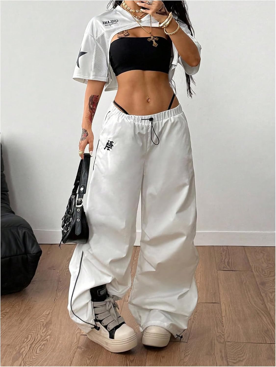 MakeMeChic Women’ S Jersey Shirts Y2k Graphic Tees Oversized Crop Tops Shrugs Streetwear - Image 5