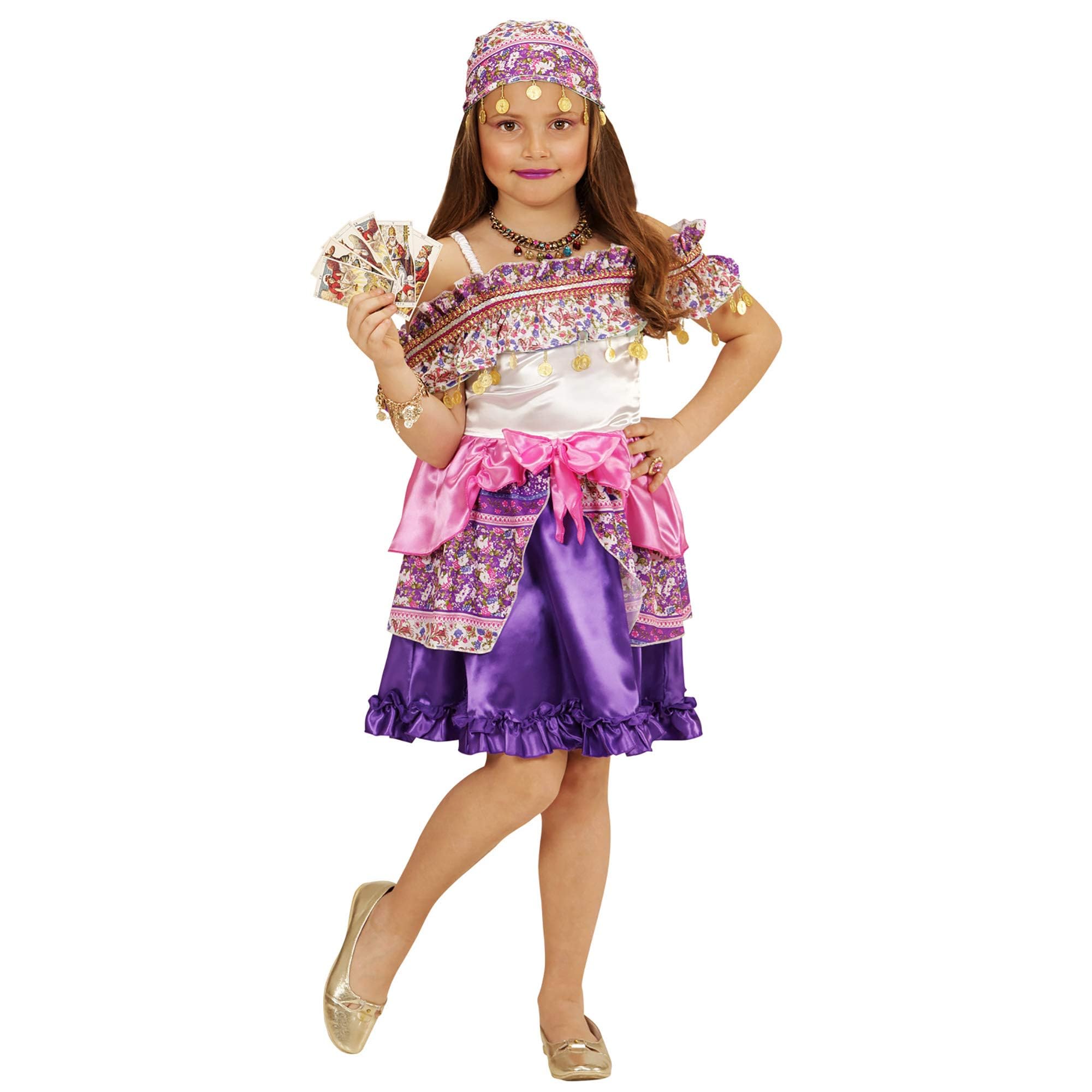W WIDMANN MILANO Party Fashion - Disfraz infantil Gitana, vestido y pañuelo en la cabeza, carnaval, fiesta temática