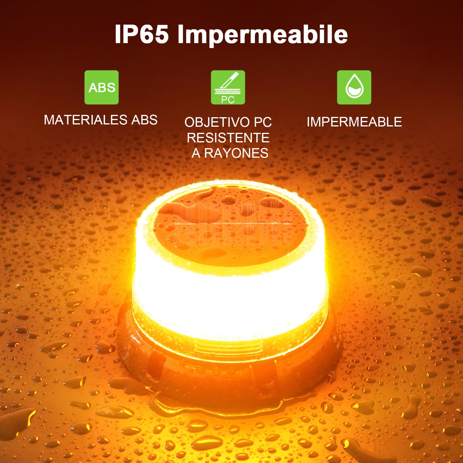 Energía Solar Rotativo Luz LED Estroboscópica Batería con Cable USB de 1,4 metros, Recargable Amarillo Luz de Emergencia para Carretilla Elevadora Tractor Remolque Quitanieves