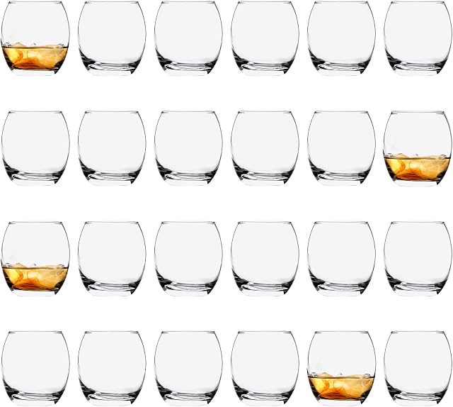 Argon Tableware 24x 405ml Tumbler Whisky Glasses - 'Tondo' Range - Modern Hiball Cocktail Juice Water Drinking Tumblers Set - Dishwasher Safe