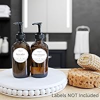 Vista 8 de Cornucopia Brands 8oz Glass Pump Bottles (Pack of 4, Amber Brown) Lotion Soap Dispensers w/Black Plastic Pumps