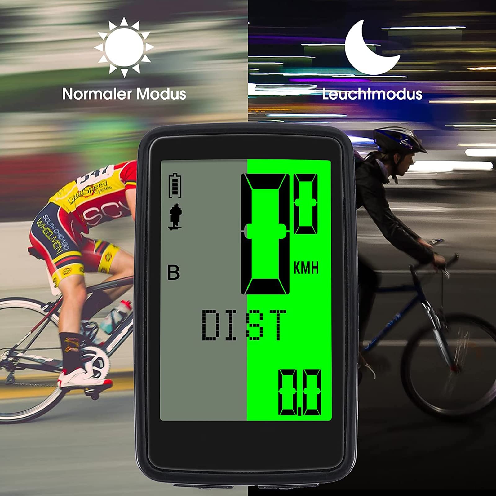 Licznik rowerowy, licznik kilometrów prędkościomierz bezprzewodowy IPX7 wodoodporny, licznik rowerowy, prędkościomierz rowerowy z wyświetlaczem LCD Multi/USB do ładowania