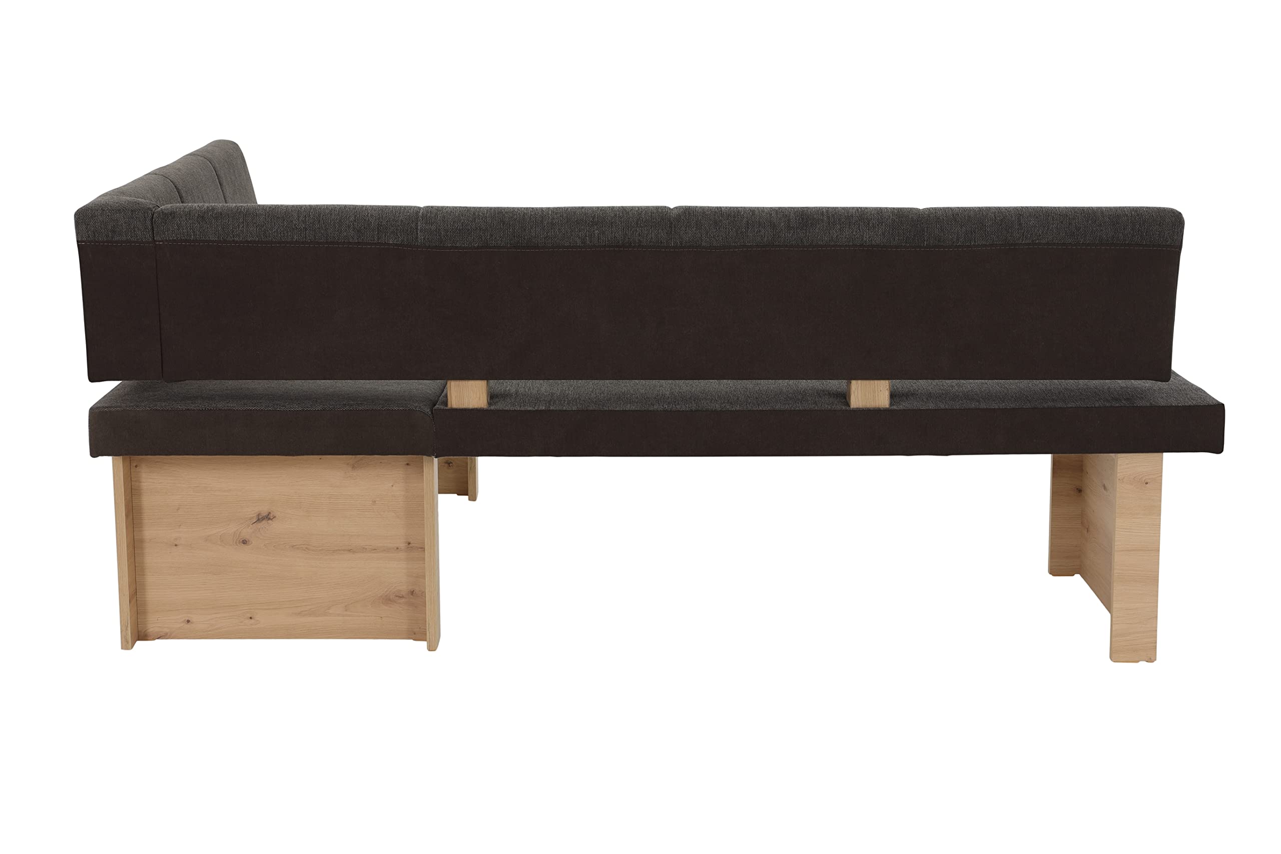 Hela Tische, Linn Banco Esquinero, Tela Tejida Marrón, Estructura de Madera de Roble Artisan, Montaje A La Izquierda-Derecha, Capacidad de Carga Aprox. 300 kg, Dimensiones 200 x 140 x 83 cm