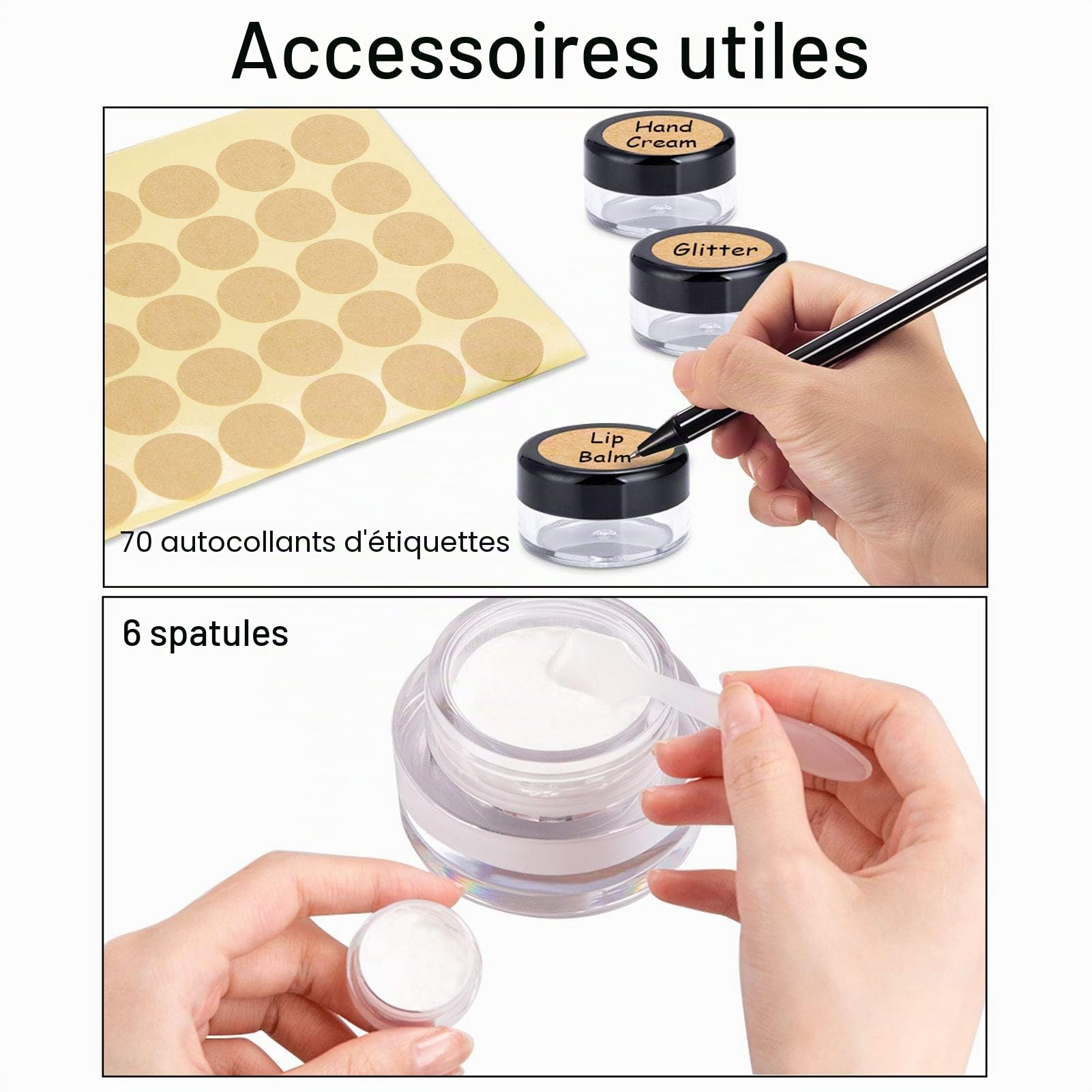 MELLIEX 60 Pièces Pots Cosmétiques Vide en Plastique Clair De Voyage Conteneurs Cosmétiques Pot Échantillon pour Lotion, Crème, Stockage de Maquillage (5g / 5ml)
