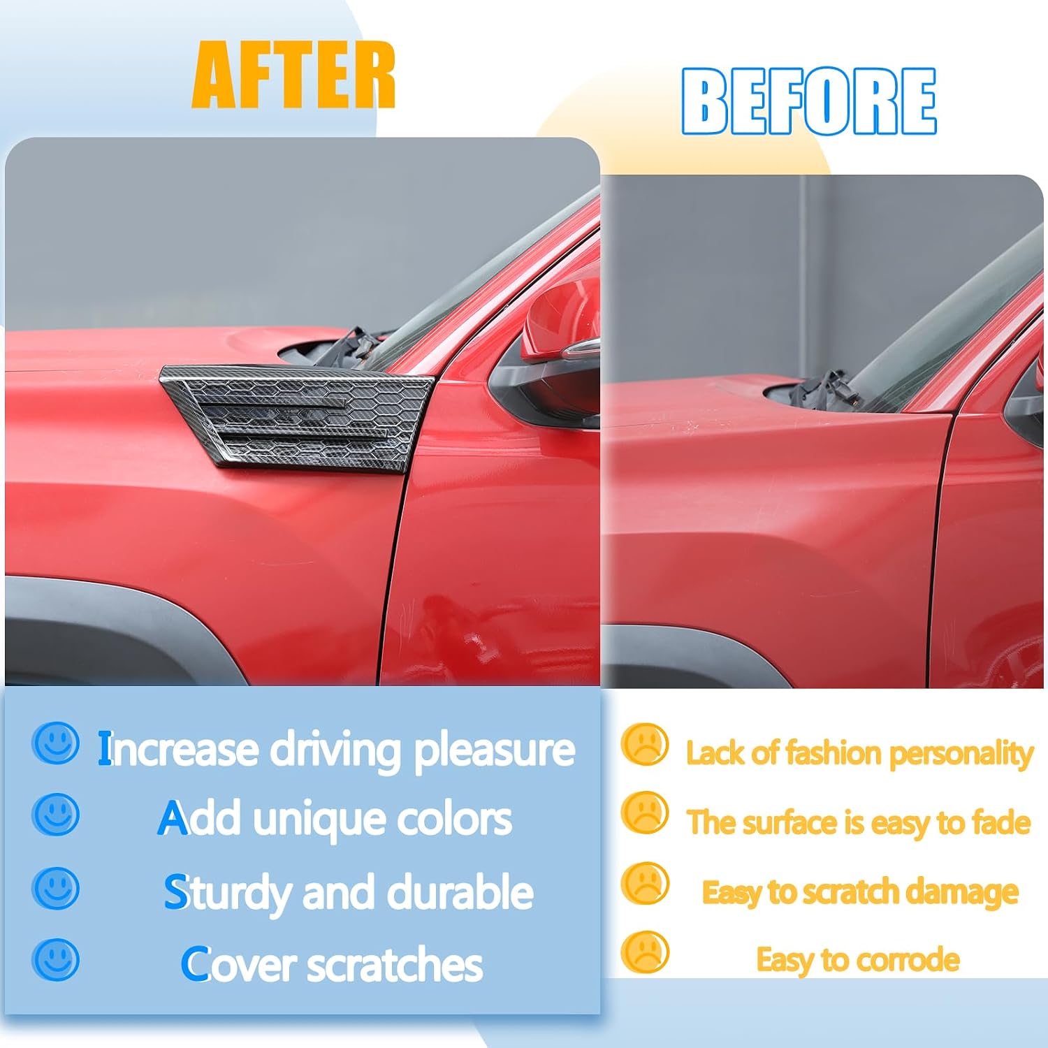 Car Upper Fender Trim Cover Compatible with Toyota Tacoma 2016 2017 2018 2019,ABS Car Side Fender Decorative Panel Protective Cover Auto Exterior Accessories (Carbon Fiber Print)