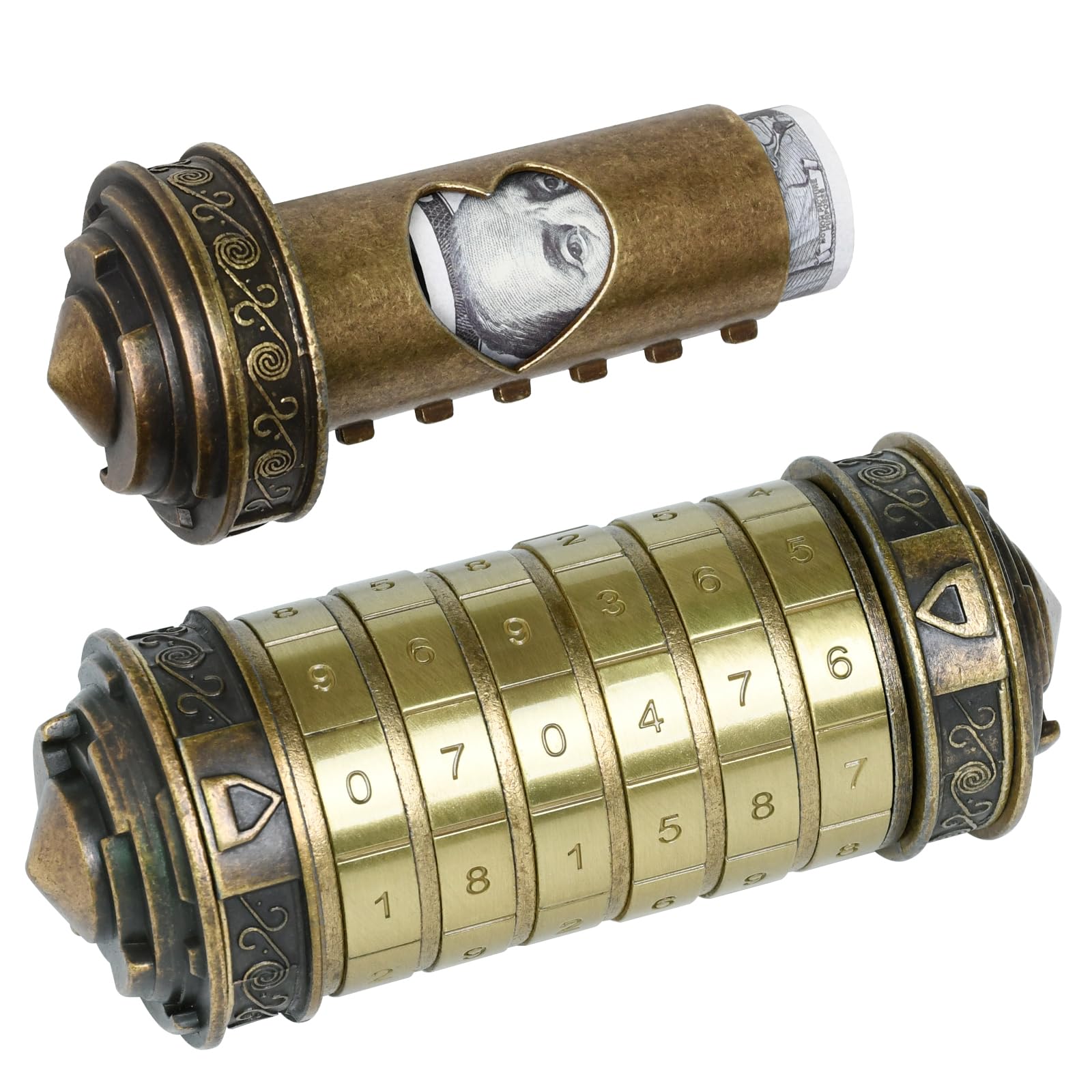 VIGIamy Cryptex Da Vinci Code Numeric Puzzle Box,Metal Money & Jewelry Puzzle Box for Cash Gift with Hidden Compartment,Escape Room Brain Teaser for