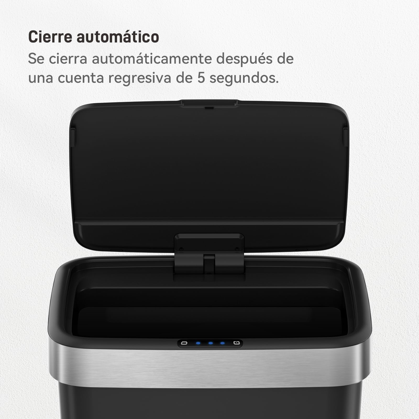 EKO | Cubo de Basura Cocina 50L con Sensor Automático y Cierre Suave | Papelera Negra a Pilas | Acabado Antihuella, Base Antideslizante y Soporte para Bolsa | Diseño Moderno y Silencioso